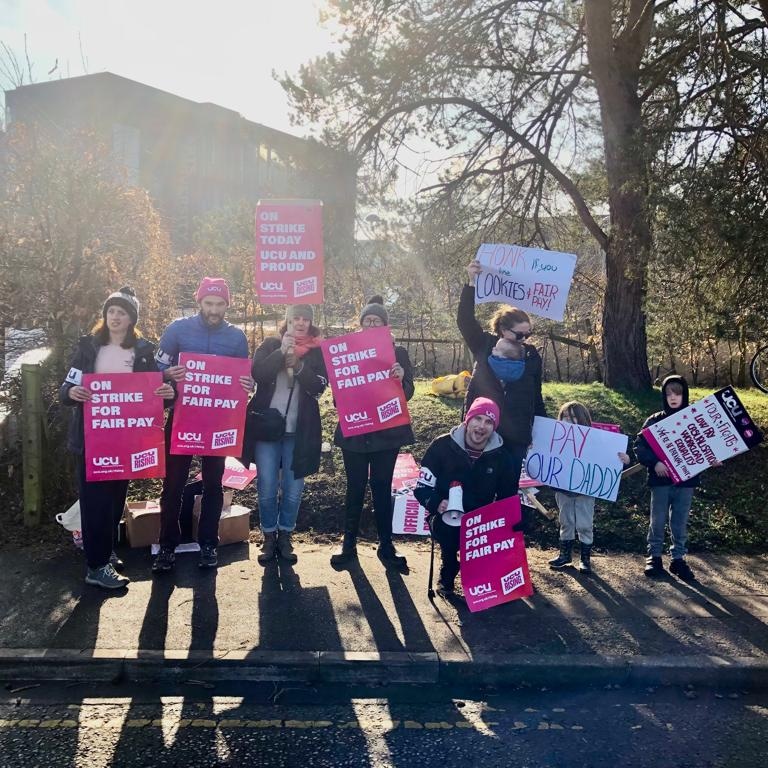 A lovely sun-kissed moment on a picket this morning.

We'll be out for as long as it takes and we'll keep fighting the good fight for a better education for students and a better workplace for us!