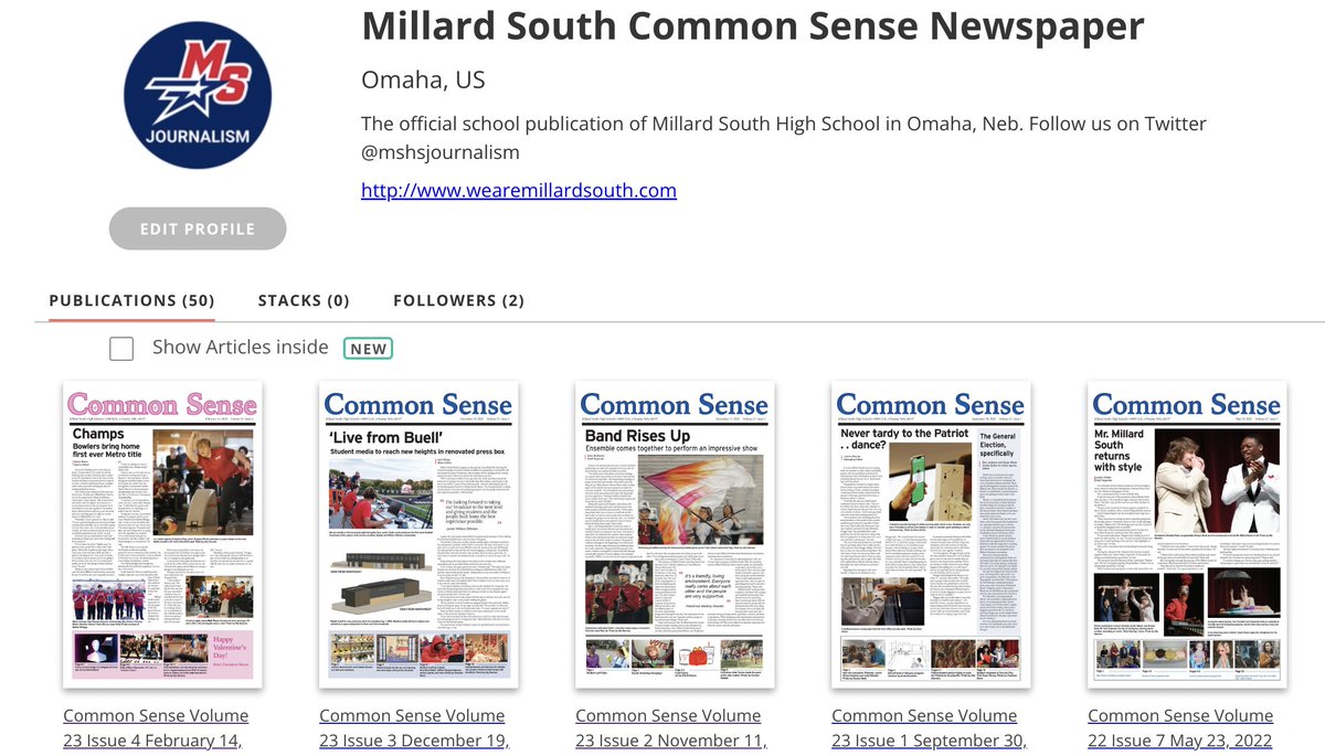 Yesterday's issue was the 50th upload to this site where papers are archived back to 2016. See them here! Retweet if you're in a paper or worked on the Common Sense staff! issuu.com/commonsensenew…