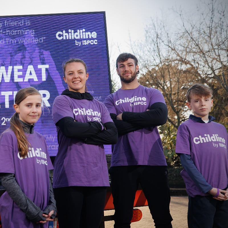 IrishRugby's tweet photo. Ireland internationals Caelan Doris and Brittany Hogan were on hand this week to help promote the 'Let's Sweat It Together' initiative for @ISPCCChildline ⬇️