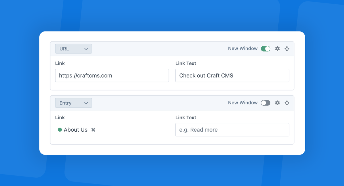 verbb_io's tweet photo. The plugins keep coming! Next up is Hyper — a new link field for #craftcms with multiple links, customizable layouts and lots more. https://t.co/yIVRaTJMu0 https://t.co/sGoRik3LlX