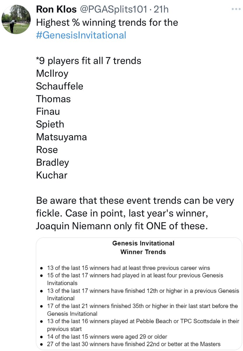 ToeTagginTambo's tweet photo. 2. @PGASplits101/@BetspertsGolf

WINNING TRENDS

COURSE FACTS

OFFICIAL SCORECARD https://t.co/lXOugaDFs6