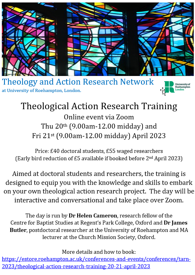 TARN_Roe's tweet photo. Is five hours on Zoom in one day too much for you? Good news, our April theological action research training is spread over two mornings (UK times). 20th and 21st April. Timings make is accessible in countries to the east of the UK. Book here: https://t.co/NZGDfTQlt7 https://t.co/EN7o27PKOF