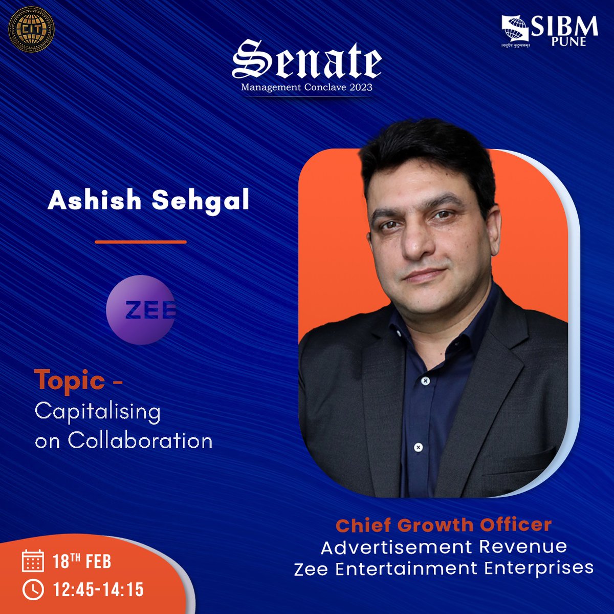 CITSIBMPune's tweet photo. We are honoured to host Mr. Ashish Sehgal, Chief Growth Officer, Advertisement Sales at Zee Entertainment Enterprises Ltd. as a panelist for the Round Table discussion on the topic “Capitalising on Collaboration”.

#sibmpune #conclave #leadership #collaboration https://t.co/zteWF8xzQ5