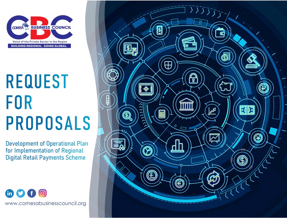 COMESABusiness's tweet photo. We've launched a new Request for Proposals!
🎯Objective:
Develop a draft operational plan to facilitate implementation of the Regional Digital Retail Payments Scheme
⏰Deadline:
28.02.2023 | 15h00 CAT 
🌐Full Terms of Reference available on our website! 
https://t.co/E9xjyF3ANx https://t.co/s9qkp4w68x