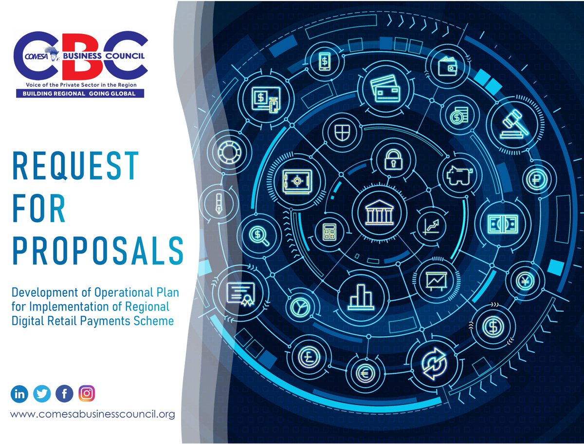 We've launched a new Request for Proposals! 🎯Objective: Develop a draft operational plan to facilitate implementation of the Regional Digital Retail Payments Scheme ⏰Deadline: 28.02.2023 | 15h00 CAT 🌐Full Terms of Reference available on our website! bit.ly/3XysTEl