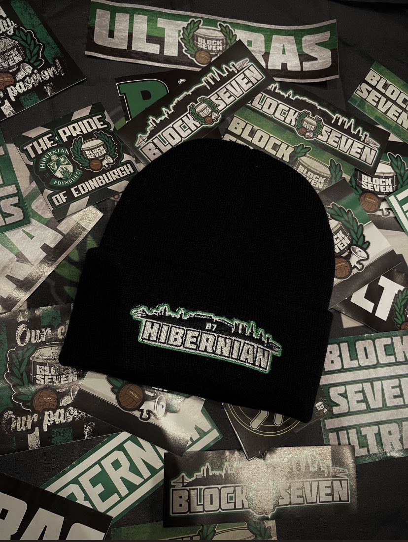 Hibernian B7 beanie hats and stickers are back in stock and will be available for purchase on Saturday 18th v Kilmarnock.
They will be available at the East Gates from 2pm until 2:40pm. All stock is limited so don’t miss out.
