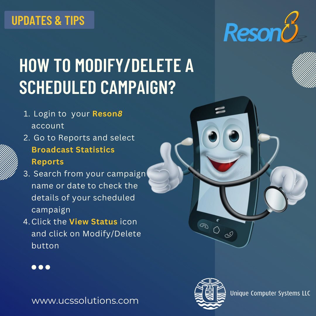 Reson8SMS's tweet photo. Updates and Tip for using Reson8 communications efficiently in simple steps
Connect with us to develop innovative messaging extensions to your CRM
Give us a call: 971 6 525 4491
Send us a mail : info@ucssolutions.com
#smscampaigns #reson8 #simple  #updates #Tips https://t.co/9pDYVvqvW2