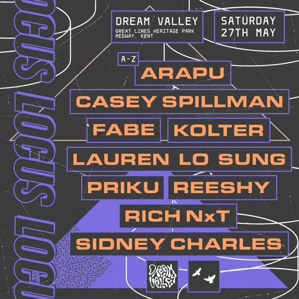 LOCUS x DREAM VALLEY! 💭 Saturday 27th May we debut at @Dreamvalleyuk! 🌞 Landing at Great Lines Heritage Park in Kent, we're bringing a stacked lineup to the open air! 🦋