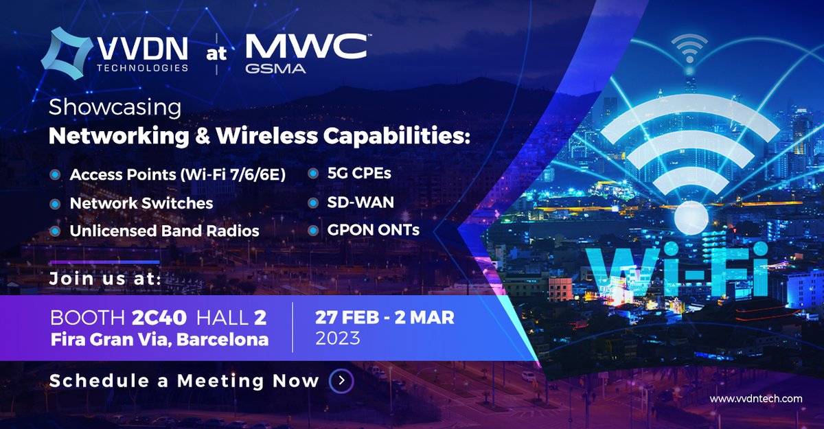 vvdn_tech's tweet photo. Witness newest tech trends in networking & wireless world at #MWCBarcelona2023, we'll be showcasing product engineering, manufacturing & cloud capabilities. Book your meeting now: https://t.co/u9c3NcQiRk
#VVDNatMWC #MWCB #MWC23 #MWC2023 #MWCBarcelona #MobileWorldCongress https://t.co/bDSXKx0owW