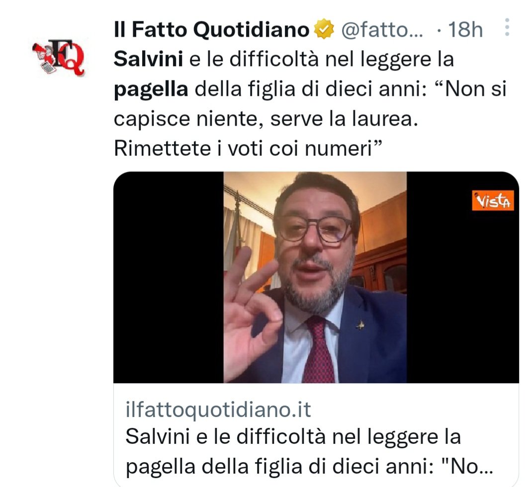 Yon_Yonson71's tweet image. Bellissimo gesto delle maestre della figlia di Salvini che, per venire incontro alle difficoltà del padre, hanno riscritto la pagella della piccola Mirta:
Italiano 👍
Matematica 😪
Inglese 🤩
Scienze 💪
Geografia 🤔
Storia 😀