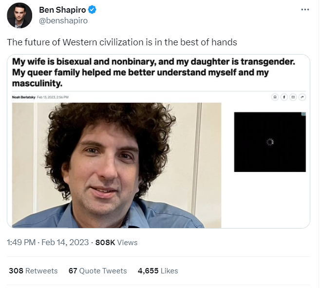 ShiriEisner's tweet image. This is a great example of the white heteropatriarchy recognizing the disruptive force of bisexuality and transness.

If only these were actually the values guiding our society rather than, well, white heteropatriarchy.
