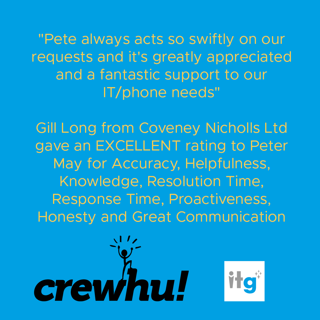 IT_Genie's tweet photo. Congratulations Pete on a great customer review! https://t.co/fdsoJBzv6W