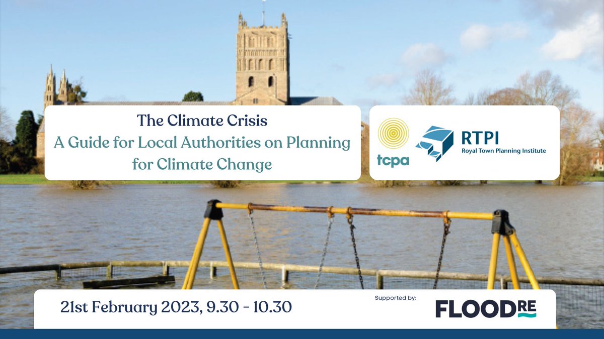 theTCPA's tweet photo. 📅Tomorrow we'll be launching our updated #ClimateGuide for local authorities with @RTPIPlanners, generously supported by @floodre
It shows local government how to use existing policy levers to plan for #climatechange
https://t.co/0gFprgWGj1 https://t.co/sIwyyJcWin