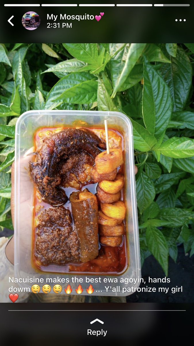 I sell Ewa Agoyin I mean not an ordinary one at that it’s the one that will give you a sumptuous Experience. 

Kindly order against tomorrow’s delivery. 
Delivery within gbagada is free.
Nana Omo elewa:08075044181
Thank You 😋