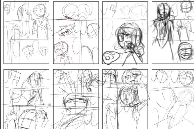 こんな感じでマンガ描くよーってラフなのでこんな感じで自分でも何描いてるかわからなくなってくる 