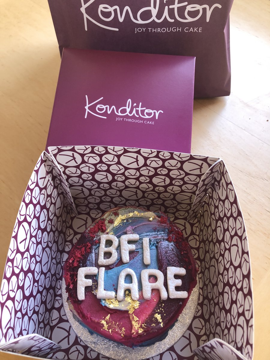 Excited for @BFIFlare programme launch earlier today, and not just because this arrived from official festival partner @konditorcakes. Join #BFIFlare at BFI Southbank and on BFI Player March 15-26. I think my first Flare (then LLGFF) was early ’90s, yikes. screendaily.com/news/stephen-f…