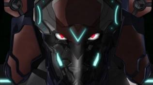 solo robot mecha no humans red eyes glowing glowing eyes  illustration images