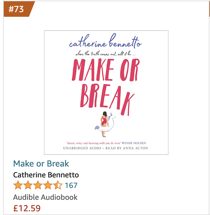 cathbennetto's tweet image. #MakeOrBreak being #73 in the Audible #romcom bestseller charts is rocking my little Thursday morning! 

 #book #books #booktwt #bestseller #bookworm  #romance  #booklover #bibliophile #bookdragon