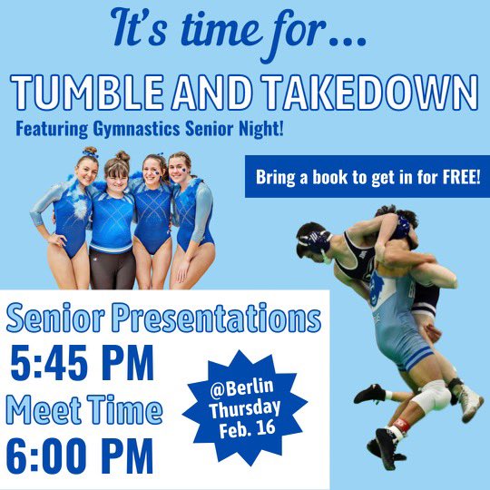 🚨IT’S TUMBLE AND TAKEDOWN TIME🚨

⏰THURSDAY AT 6:00 PM
📍3140 BERLIN STATION RD
🆚 OLENTANGY AND ORANGE
📚BRING A BOOK TO GET IN FREE
( link for tickets in bio ) 

YOU DONT WANT TO MISS IT!!!!!🐻💙