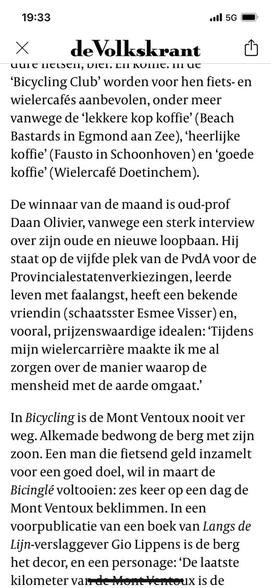 Dank voor deze mooie woorden in de <a href="/volkskrant/">de Volkskrant</a> over mijn interview in <a href="/BicyclingNL/">Bicyclingnl</a>!