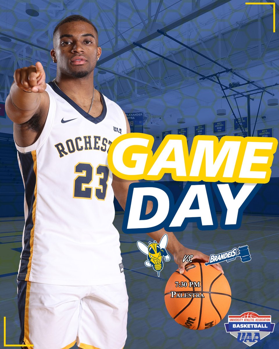 UofRathletics's tweet image. 🏀 IT&apos;S GAMEDAY‼️ 🏀

@URMensHoops is back home inside the Palestra for a conference contest against the Judges!!!! 

🆚: Brandeis
⏰: 7:30 p.m.
📊: bit.ly/3CKDB0Y
📺: bit.ly/3lFJ3hI

#GoJackets // #d3mbb