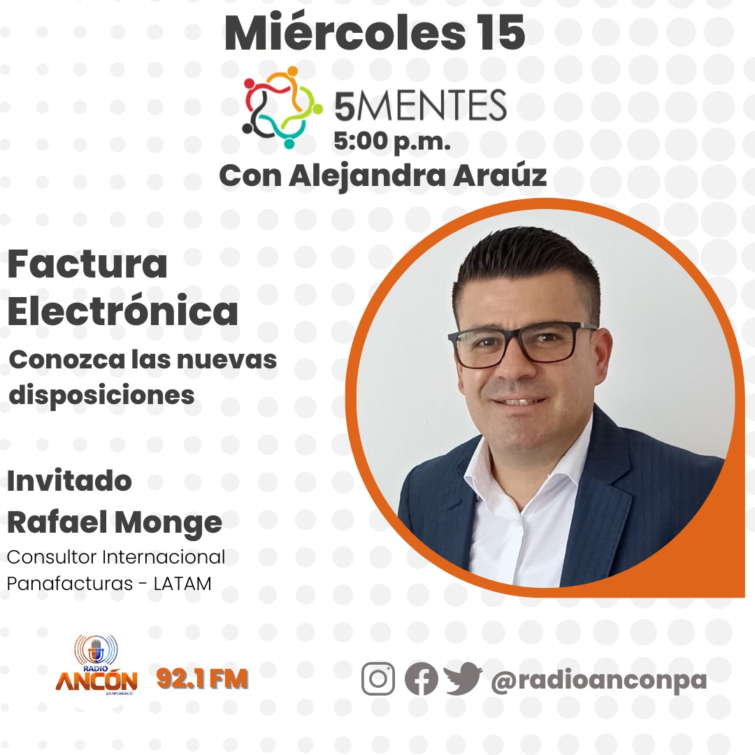 Hoy a las 5:00 p.m. estaremos en 5 Mentes Radio, hablaremos sobre los beneficios de Facturar Electrónicamente, sobre nuestra plataforma y las próximas obligatoriedades. ¡Sintonice 92.1 FM e infórmese sobre lo que su negocio o empresa necesita!