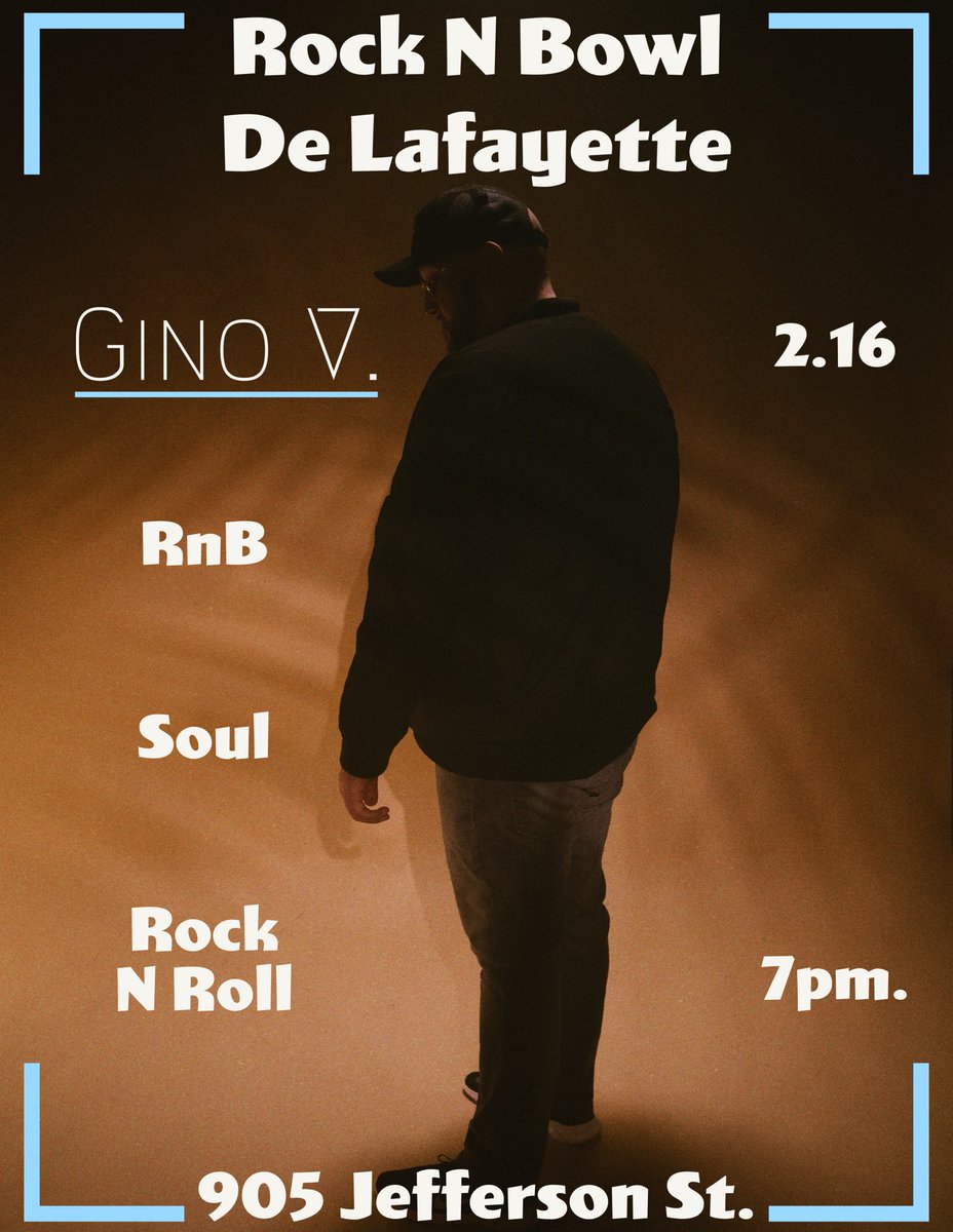ginov_music's tweet photo. Tomorrow night I take the stage at Rock 'n' Bowl de Lafayette for the first time under the Gino V. moniker. Took some time off of playing locally to really focus in on creating. 
Been working hella hard on all this new original material and I’d love for you to hear it in person. https://t.co/JM7l1JyDxR
