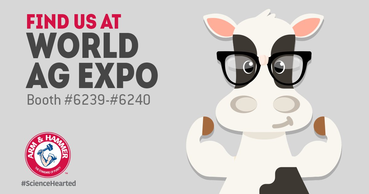 WorldAgExpo's tweet photo. Be sure to stop by the ARM & HAMMER Booth at @WorldAgExpo® for some great discussions & #ScienceHearted solutions to your herd’s unique challenges. #WAE23 #worldagexpo #herd #health https://t.co/34kYj76k6j