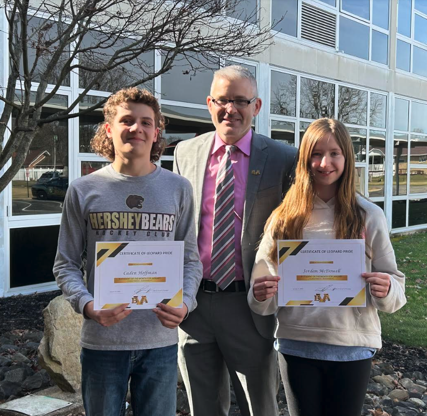 bvamiddleschool's tweet photo. Congratulations to Caden Hoffman and Jordyn McDowell for being selected as our BVAMS Leopard Pride Award Winners for January and the characteristic of Responsibility! https://t.co/6YAvwpiPtt