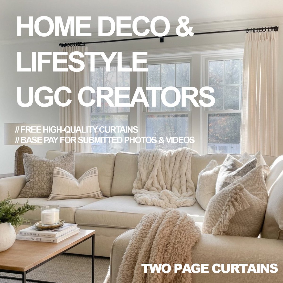 ToryGlomb's tweet image. TIME TO UPGRADE YOUR DECOR GAME 📣

Looking for #UGCcreators with a creative eye to make some curtains pop! 

WHAT YOU’LL GET: High-quality curtains from Two Page Curtains &amp;amp; base pay for photos and videos created!

Retweet &amp;amp; reply with your portfolio and email to be considered✨