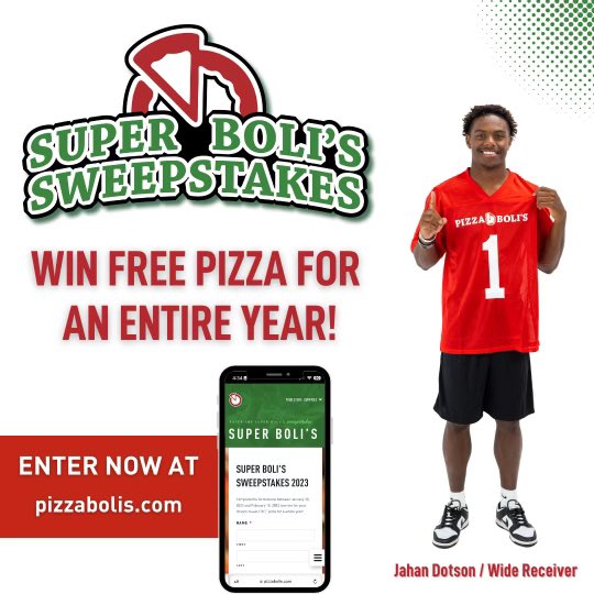 JahanDotson's tweet image. Time is running out to enter for a chance for free pizza 🍕 for a year! Register now as the last day is TODAY!

#PizzaBolis 
@PizzaBolis