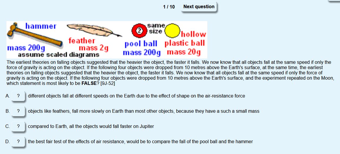 The last of my KS3 re-edited science physics quizzes on 'The Earth, gravity, weight, our solar system and space beyond'  docbrown.info/ks3physics/7Lm… and 'unlimited version' docbrown.info/ks3physics/7Lm… Have a good half-term doc b.