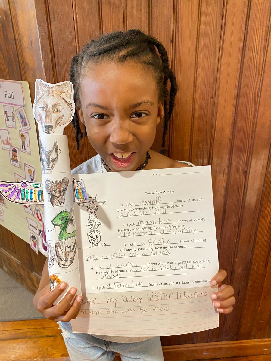 Our students completed a writing prompt that let them create their own totem pole! #TheHaltonSchool #WelcomeHomeImagination