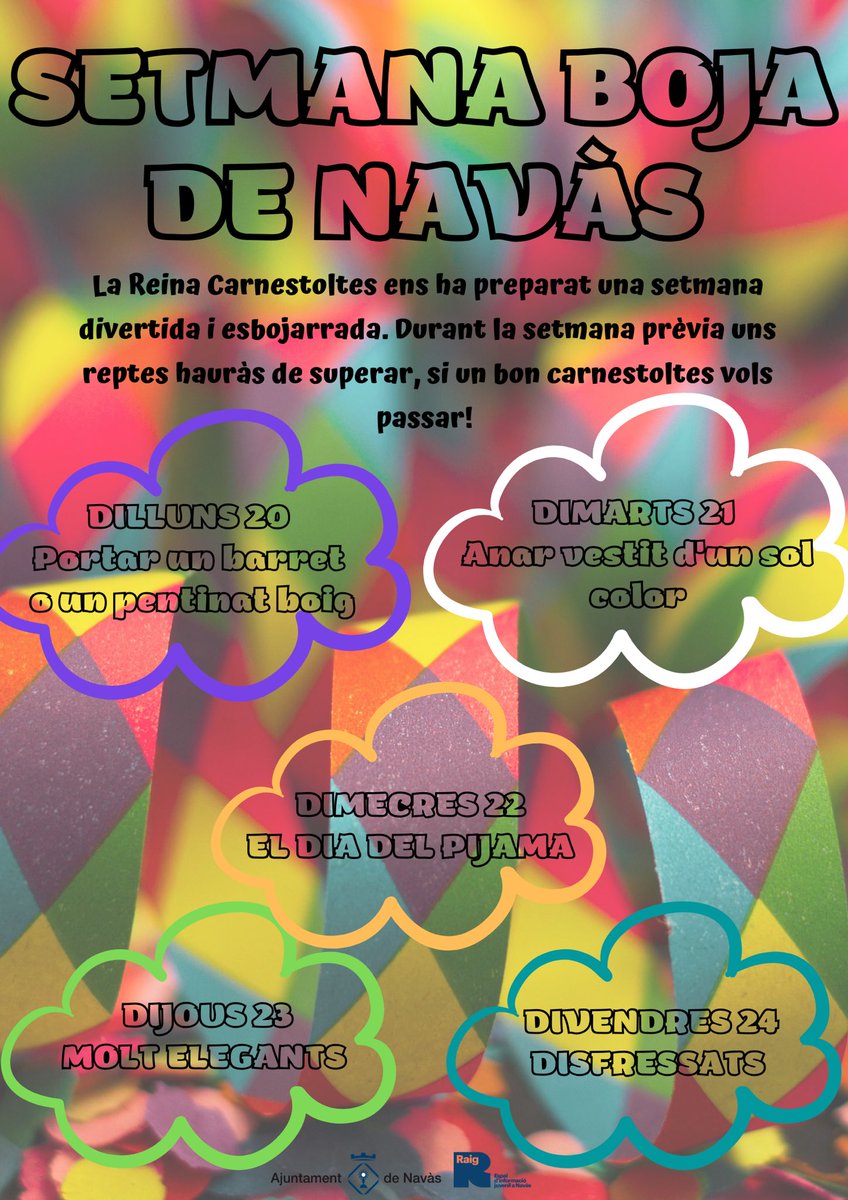 santjosepnavas's tweet photo. Avui la Reina del Carnestoltes ens ha visitat a l’escola i ens ha explicat totes les consignes que haurem de seguir la setmana vinent! Preparem-nos per gaudir d’una setmana ben boja!
Ah! I divendres Carnestoltes al menjador! #festes #setmanaboja #enshopassembe @AjuntamentNavas https://t.co/fTbo9UP46f