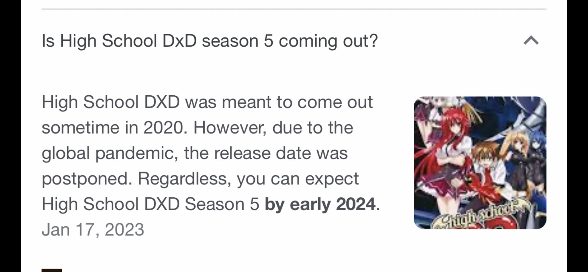 Highschool Dxd Season 5 Release Date Update 