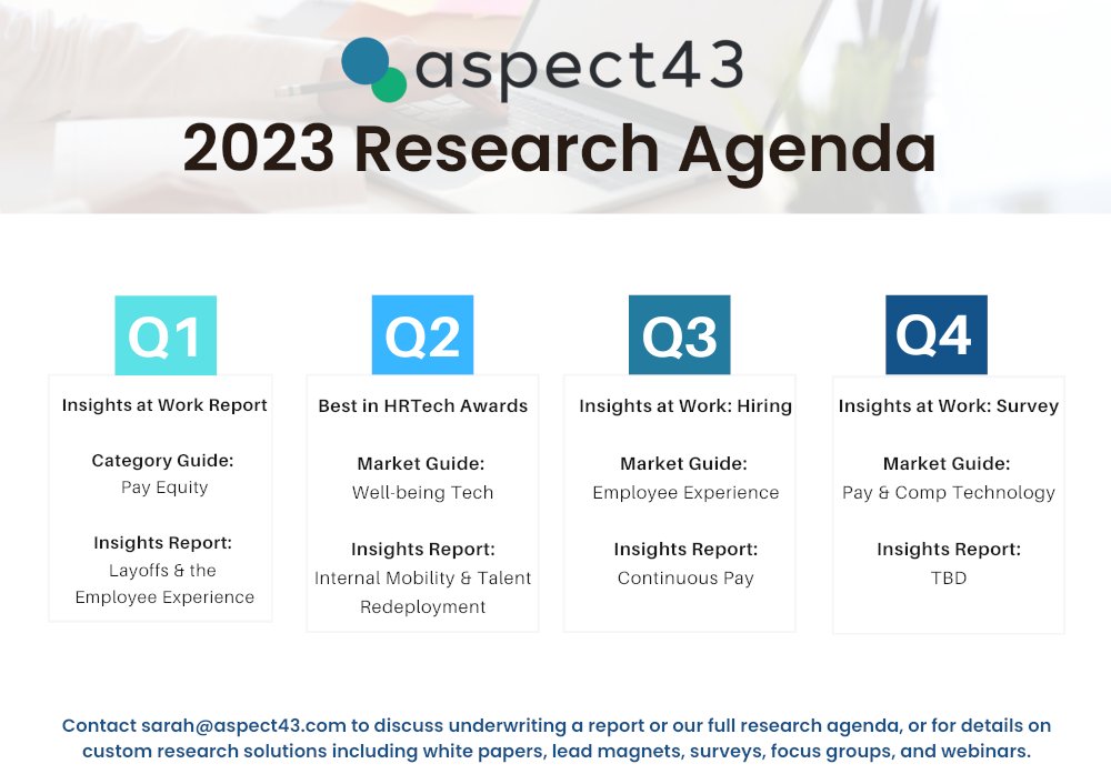 Our briefing schedule for #hrtechconf is officially open at calendly.com/aspect43/hr-te…

See our 2023 content calendar/research agenda below to know what we are working on: 

#hrtech #ar #tatech #worktech