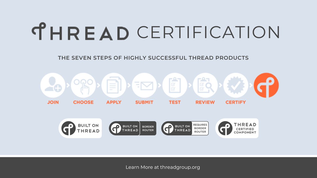 TheThreadGroup's tweet photo. #ThreadCertification provides an official, independent proof-point of a product’s functional conformance to the Thread specification and interoperability performance with market-leading Thread reference implementations.

https://t.co/KcXHb5HUg8

#ThreadGroup #IoT https://t.co/rrVfRC59OD