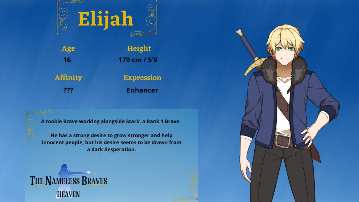 WhenFates's tweet photo. Two weeks until the Steam launch of The Nameless Braves: Heaven Episode 1 goes live!

You'll be able to meet characters like Elijah during this introductory foray into the world of Ankh-Seah! https://t.co/5qfXCq3MA6