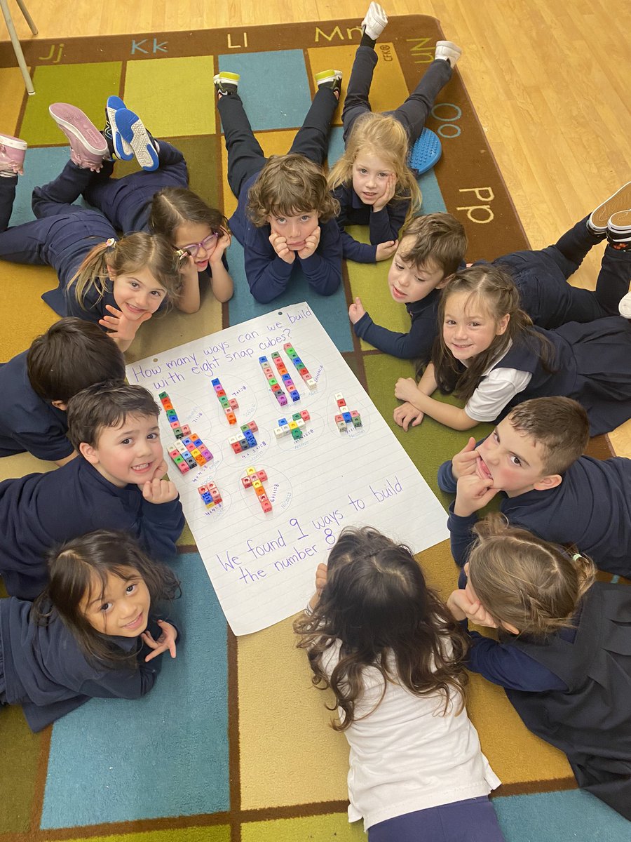 MissMGabrielli's tweet photo. New Number Talk Alert!🚨 After being given 8 snap cubes, each student secretly put them all together. We then revealed our creations to explore and understand number representations and subitizing…some addition sentences at the end were the cherry on top🤩 #fdkmath https://t.co/mFNgAzR9KQ