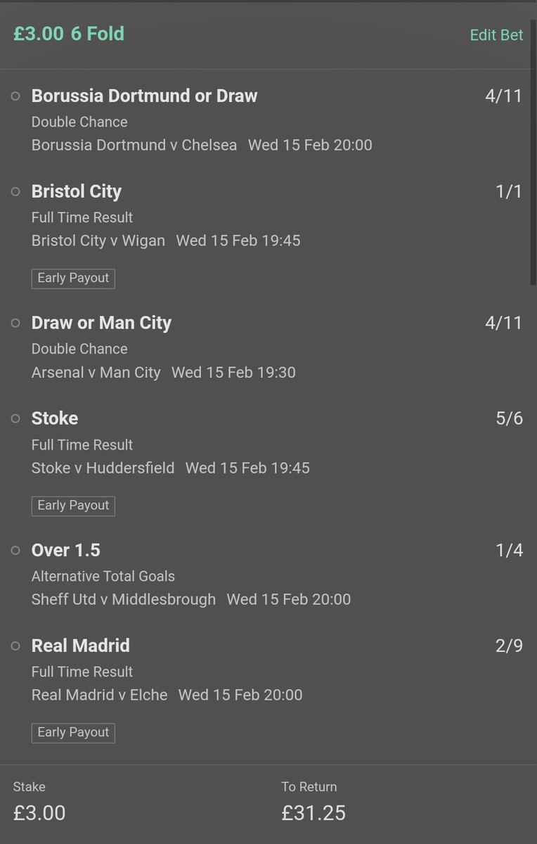 AllVibesBetting's tweet image. Right then! 

We have two bets for you tonight. One is a free bet builder courtesy of William Hill, however this hasn't been offered to everyone so we've also whipped up an #AllVibes acca 📃

As always only stake what you can afford! Good luck 🤞

#AFC #MCFC #UCL #BVB #CFC #EFL