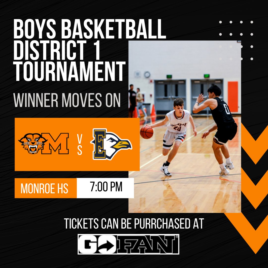 BEARCAT GAMEDAY!! Come out to Monroe HS tonight to cheer on our varsity boys basketball game as they take on Everett in a winner moves on/loser out District 1 basketball game. Tip off is at 7 pm. See you all tonight!! Go Bearcats!!
