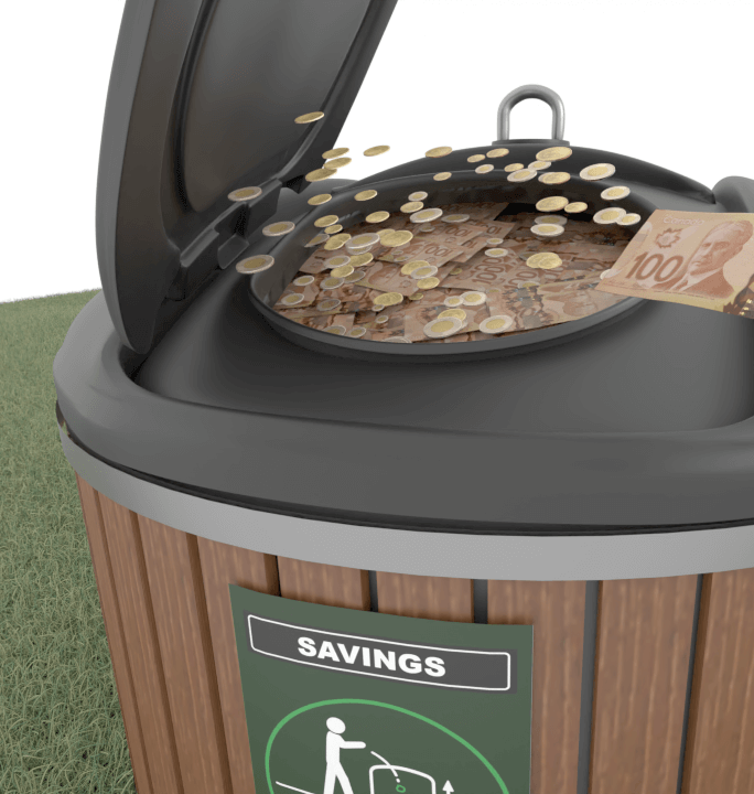 Larger Volume = Fewer Pick-ups = MORE MONEY SAVED.
Yes, it really is that simple!

When you choose Molok®, you are saving on not just money, but space and time as well – which are just as valuable. 

Contact Molok North America directly at 519-323-9909 to learn more!