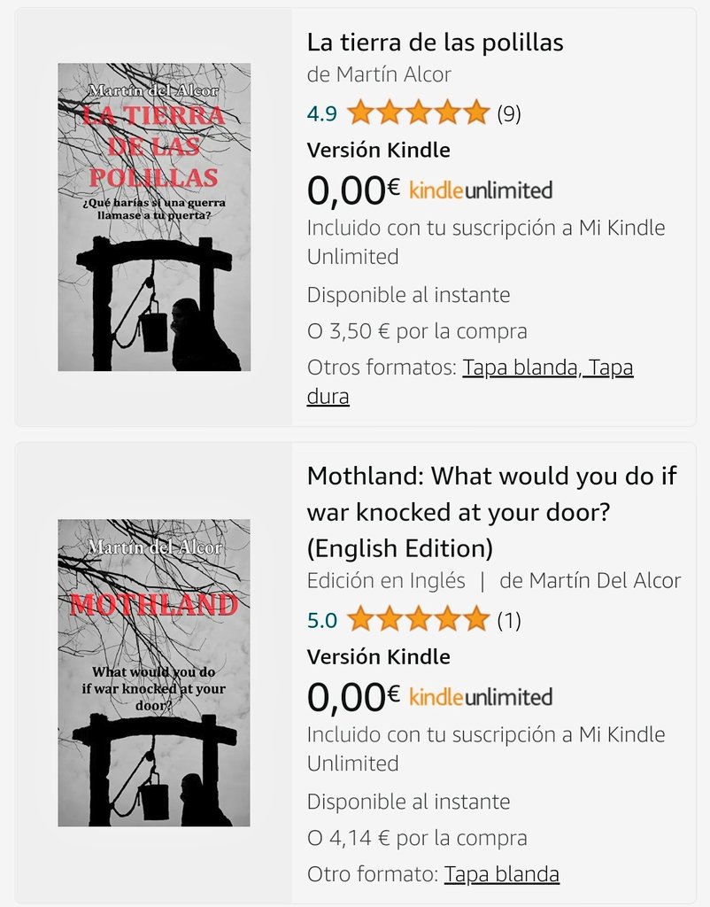 MartinDelAlcor's tweet photo. Pues ya están disponibles las dos versiones: en español y en inglés, tanto en formato digital como físico.
Two versions are now available: Spanish and English, in both ebook and paperback formats.
#KindleUnlimited #AmazonBooks #AmazonReading #RecommendedBooks #LibrosRecomendados https://t.co/jOP9TWFJMR