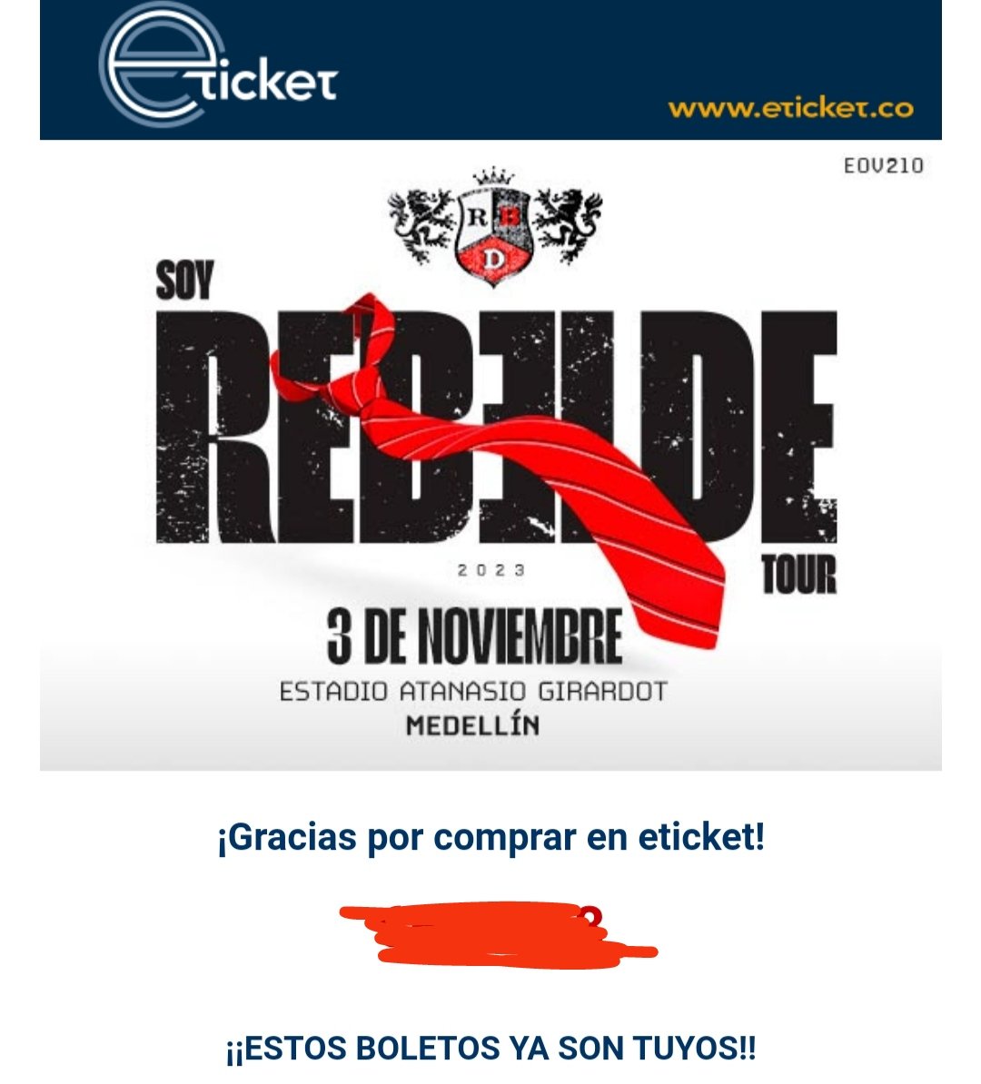andreacuartasg's tweet photo. YAAAAA!!!! Sigan intentando hasta que les dé!!!! Aunque sólo me dejó comprar 2. #rebelde @eticket #RBDMedellin https://t.co/5b5yf6Hkrt