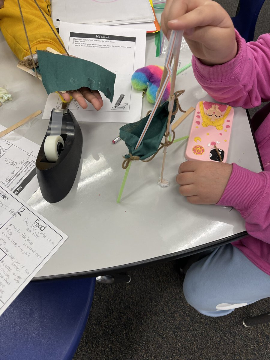 Infusing engineering into 4th grade Social Studies…Miners during the California Gold rush had to build much of what they needed to survive, including a place to sleep…Today’s challenge, engineer a sturdy bed for a good night’s sleep :) <a href="/BVPTO/">Blossom Valley PTO</a> <a href="/CajonValleyUSD/">CajonValleyUSD</a>