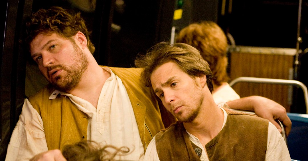 2meddlingkids's tweet image. #moviefacts #sourcematerial Fight Club and Choke author Chuck Palahnuik can be glimpsed ever so briefly in the final scene of the latter. He's sitting next to Sam Rockwell on the plane.