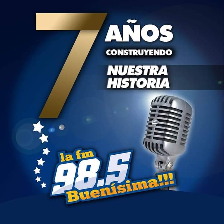 Hoy celebrando los 7 años de <a href="/lafm985/">La FM 98.5 Buenísima</a>  Un equipo que en poco más de un lustro construye la radio, la radio bien hecha