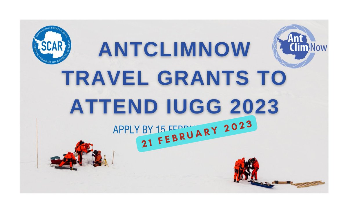 The deadline to apply for our travel grant to attend the IUGG 2023 in Berlin has been extended.

See our website for more details: scar.org/scar-news/antc…