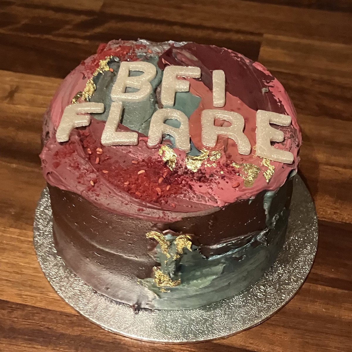 A treat to return home to find a gay vegan cake from @konditorcakes awaiting me to celebrate the programme announcement for @BFIFlare. You can peruse at your queer pleasure here: bfi.org.uk/flare.