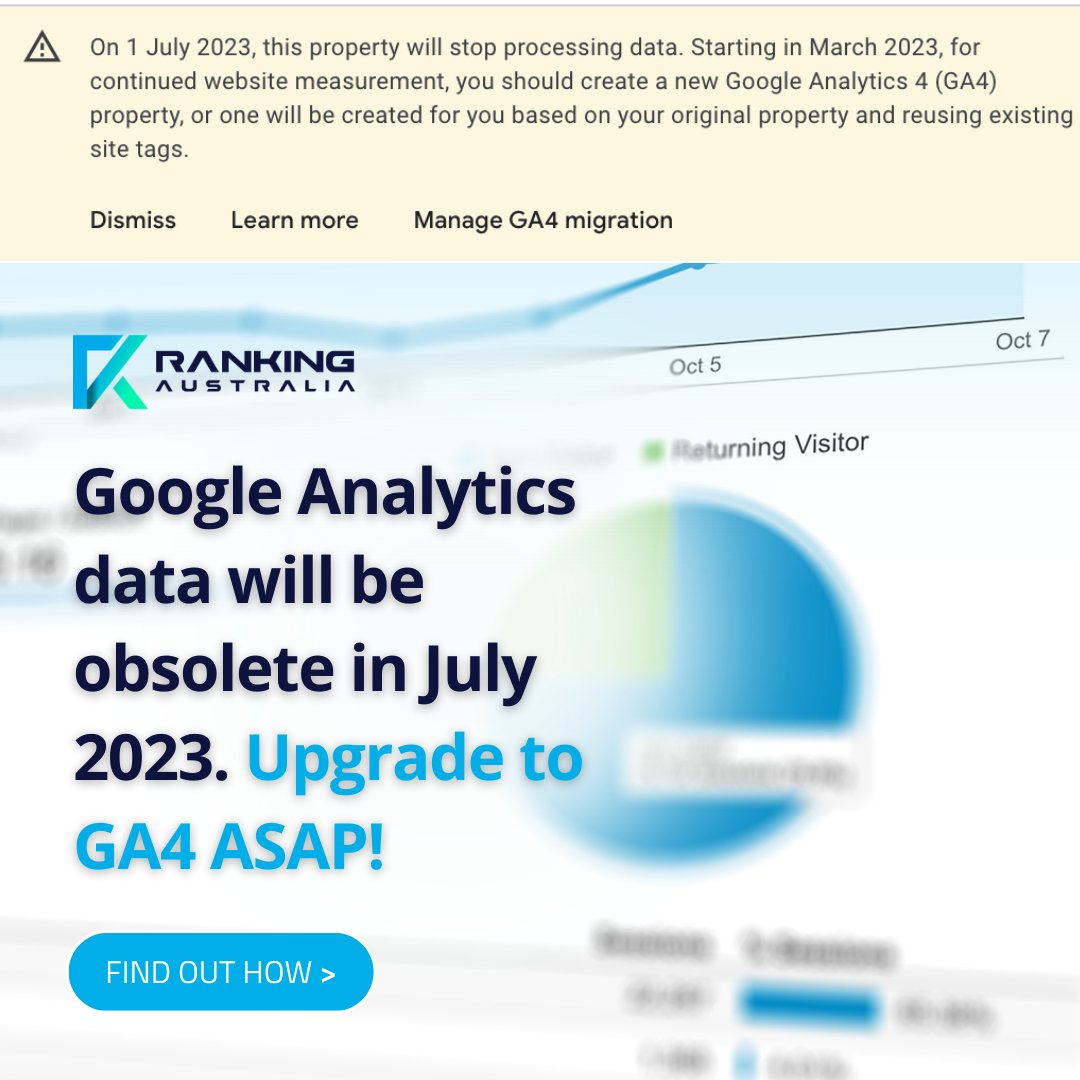 rankingau's tweet image. Google has introduced a new version of the tool called GA4, which replaces the previous version, Universal Analytics. In this article, we will discuss why Google has changed GA4 and the benefits it offers for Ranking Australia's clients. #creatingwebsite